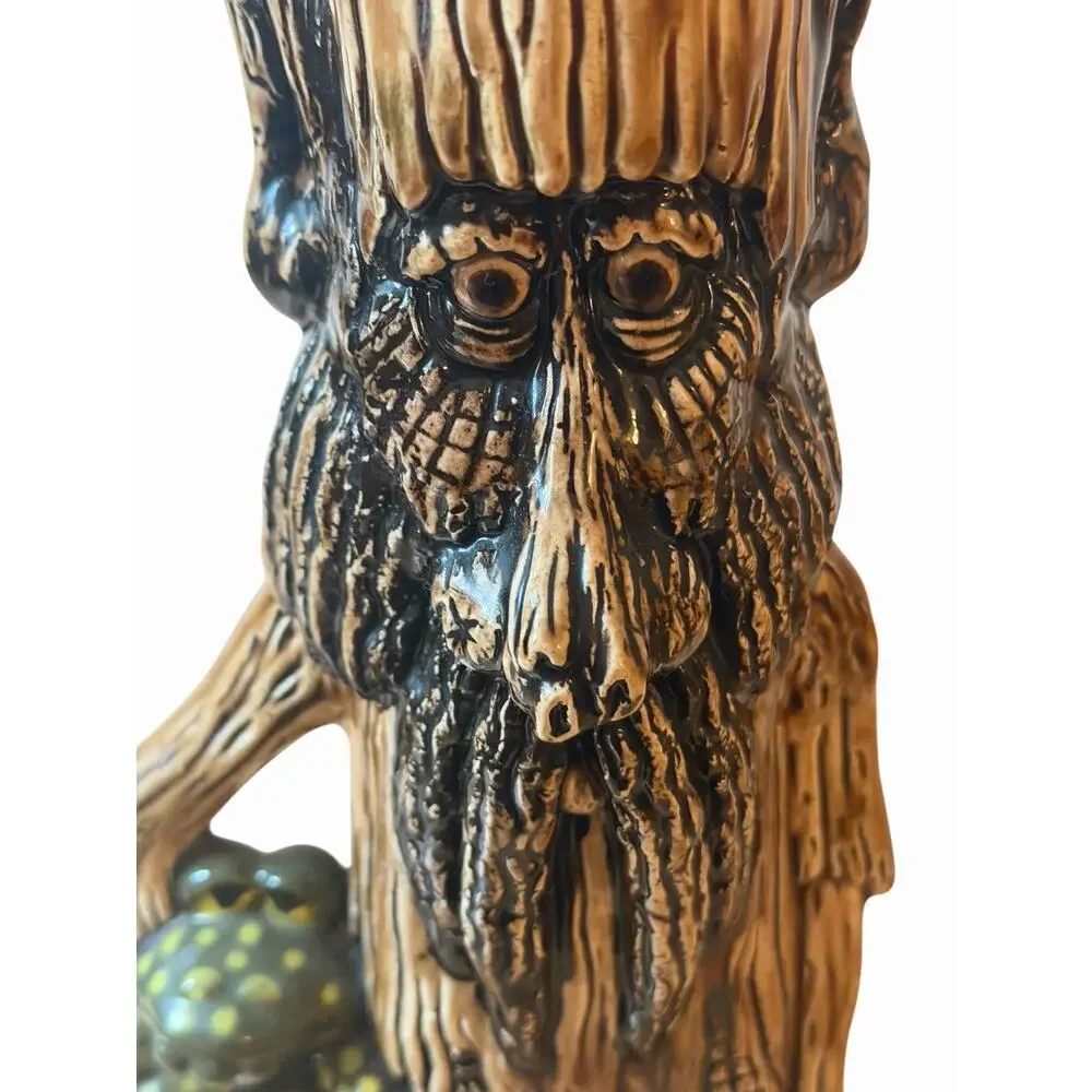 RARE Treeman Planter Ceramic HANDPAINTED Holding Frog Vintage 3612-28